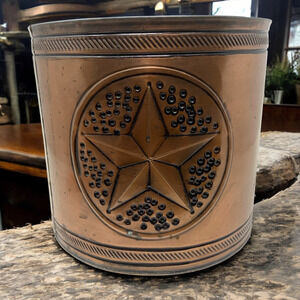 Vintage Lone Star Texas Copper Wastebasket Trash Can Container 9" x 9" Mexico